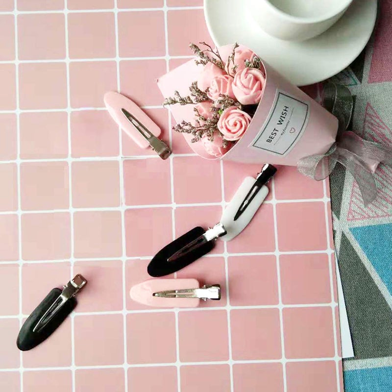LUOTIVON 6 Pieces No Bend Hair Clips, No Crease Hair Clip for Hairstyling, Makeup Clips for Women and Girls (Black&Pink&White) - Image 3